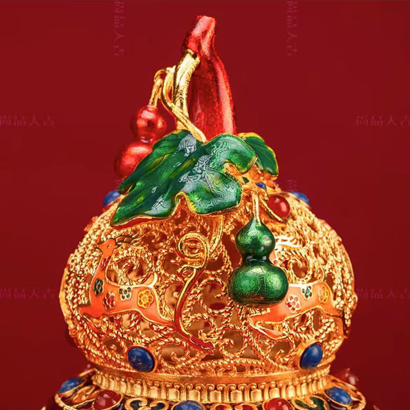 Chinese Cloisonné Enamel Gourd Vase - Symbol of Perfection & Good Fortune, Handcrafted Home Decor Gift