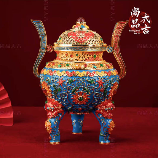 Imperial Harmony Cloisonné Ding - 22.5cm Sacred Vessel for Home & Office