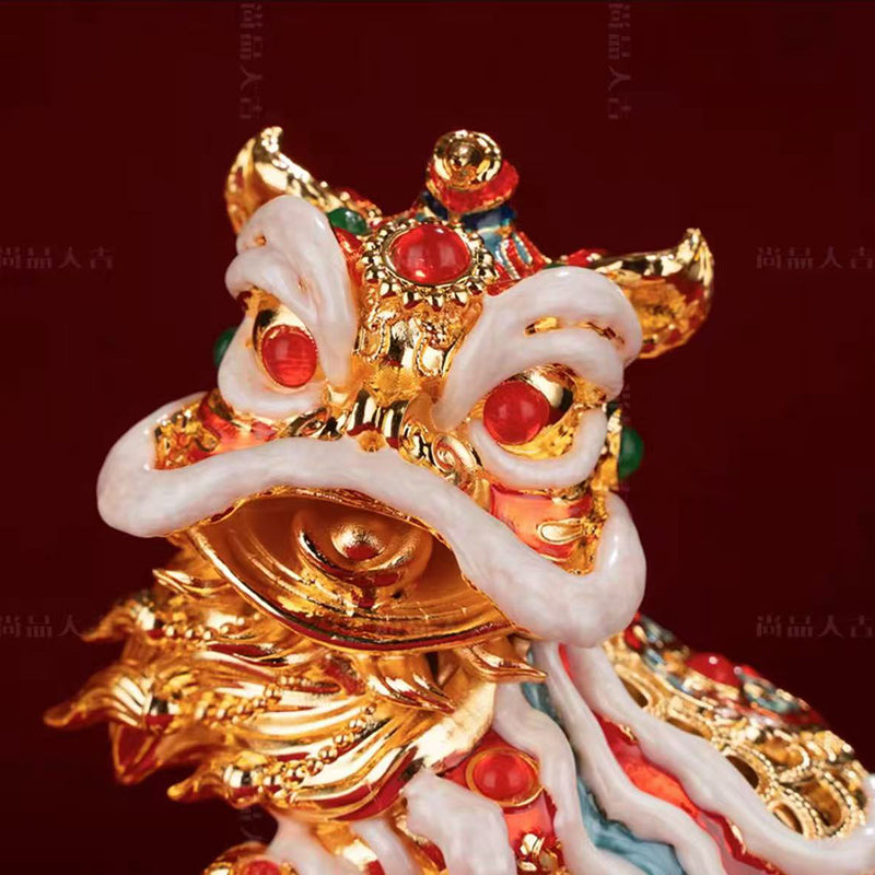Unique Special Gifts: Hand-Enameled Lion Dance Duo - Mini Cloisonné Joy Bringers