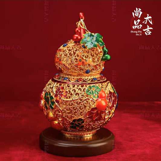Chinese Cloisonné Enamel Gourd Vase - Symbol of Perfection & Good Fortune, Handcrafted Home Decor Gift