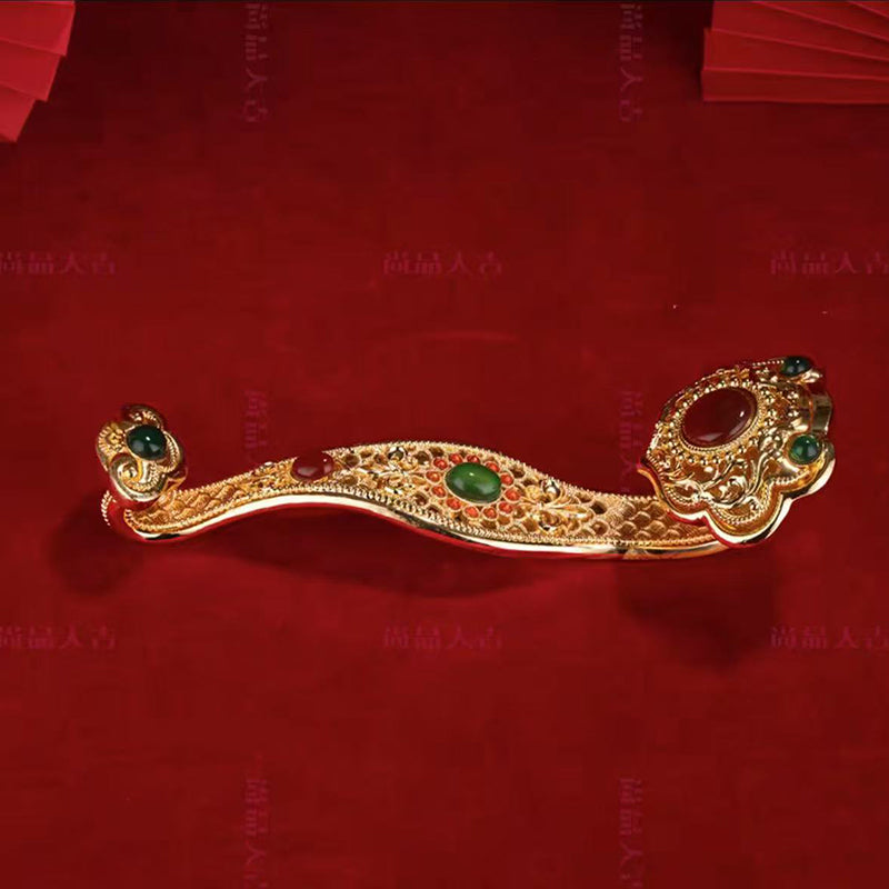 Mystic Ruyi Scepter Cloisonné Art - 26cm Blessing Gift for Fortune & Success
