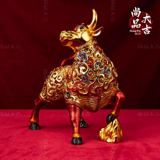 Charging Bull Destiny Sculpture - Breakthrough Gift for Achievers in Cloisonné Art