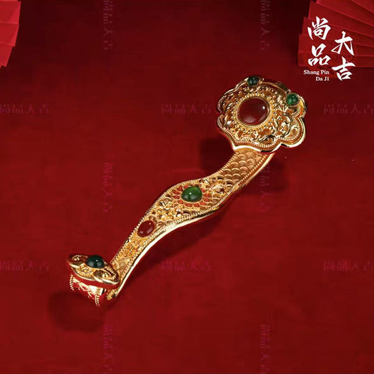 Mystic Ruyi Scepter Cloisonné Art - 26cm Blessing Gift for Fortune & Success
