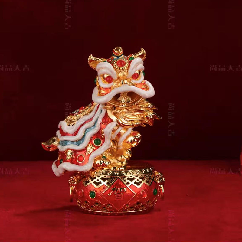 Unique Special Gifts: Hand-Enameled Lion Dance Duo - Mini Cloisonné Joy Bringers