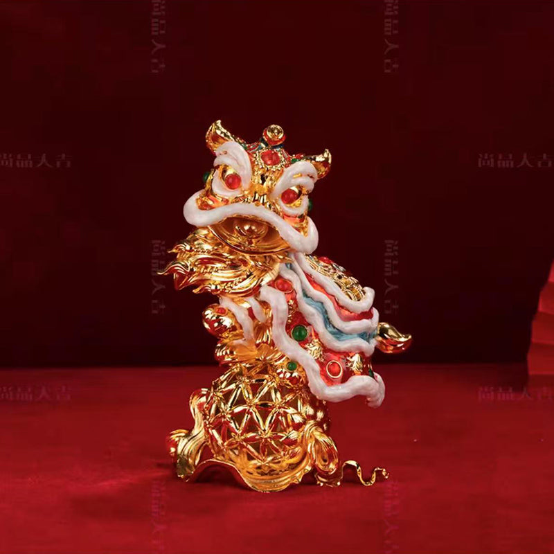 Unique Special Gifts: Hand-Enameled Lion Dance Duo - Mini Cloisonné Joy Bringers