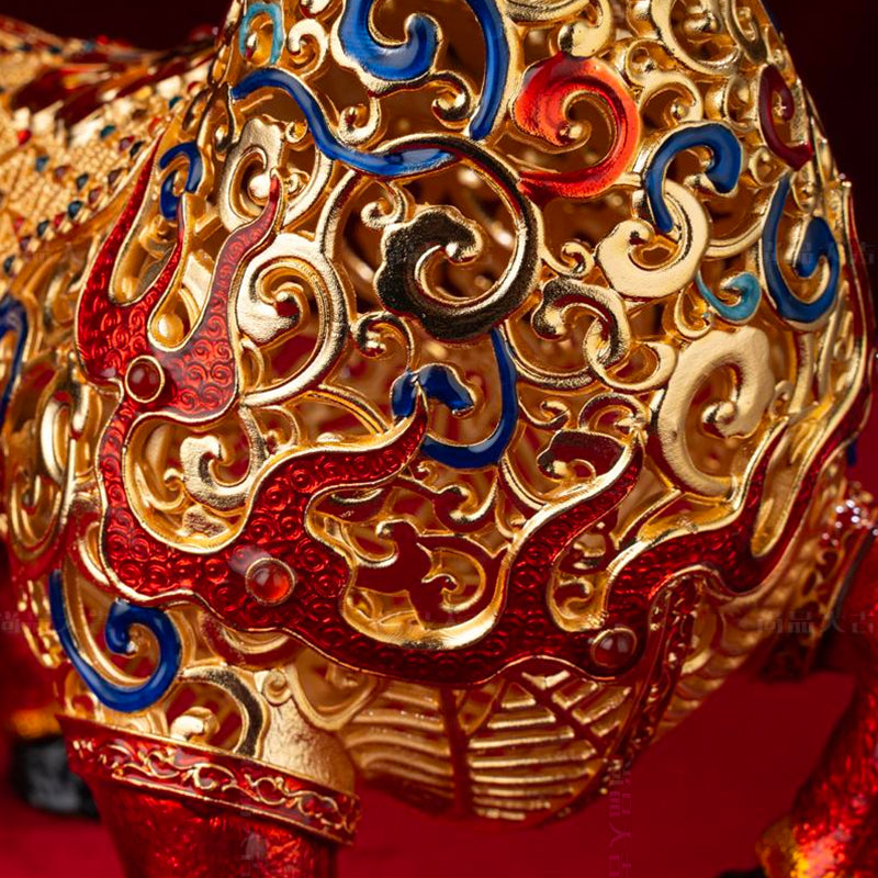 Charging Bull Destiny Sculpture - Breakthrough Gift for Achievers in Cloisonné Art