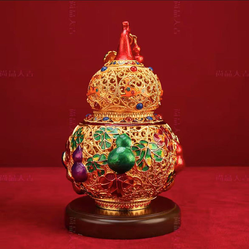 Chinese Cloisonné Enamel Gourd Vase - Symbol of Perfection & Good Fortune, Handcrafted Home Decor Gift